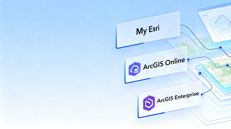 Eine Person, die an einem Computer arbeitet und ein Bild, das die zugewiesenen Mitglieder in ArcGIS zeigt
