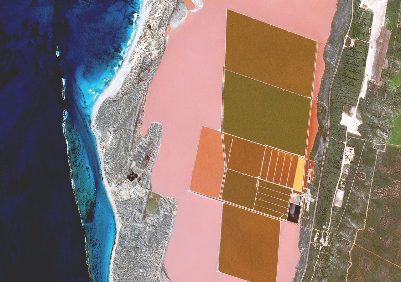 Mikroalgenzuchtanlage Hutt Lagoon in Westaustralien.
