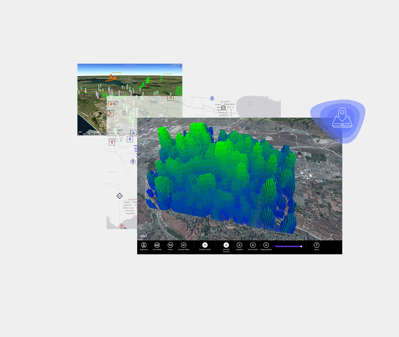 Zwei computergenerierte Darstellungen von Terrain