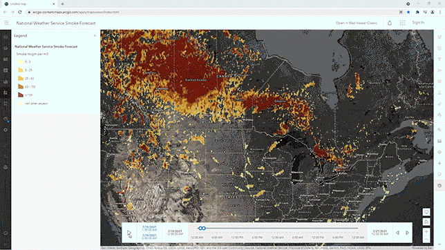 Demonstration einer ArcGIS-Punktkarte namens 'Global Average Temperatures in July', die verschiedene Temperaturdatenpunkte zwischen Japan und den Vereinigten Staaten durchläuft