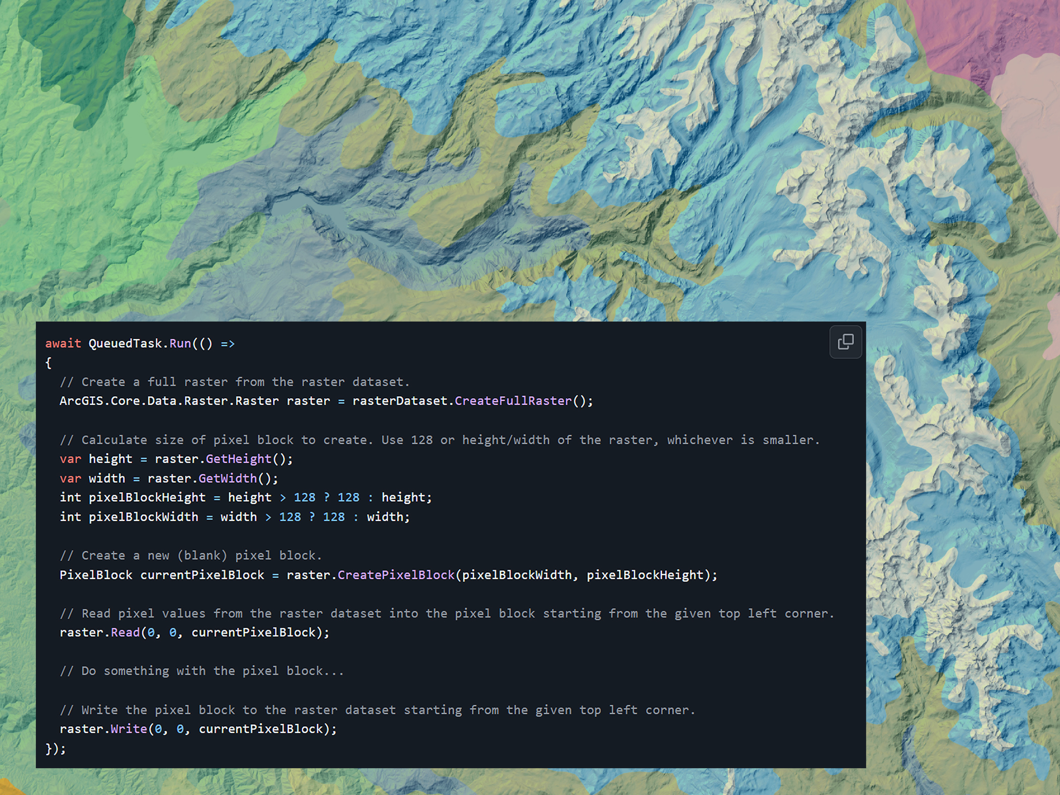  Eine Karte, die eine Codierungs-Konsole zeigt, die auf einer Karte des Yosemite-Nationalparks überlagert ist