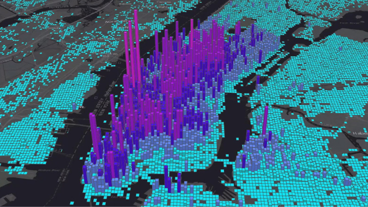 Karte von New York City mit 3D-Darstellung