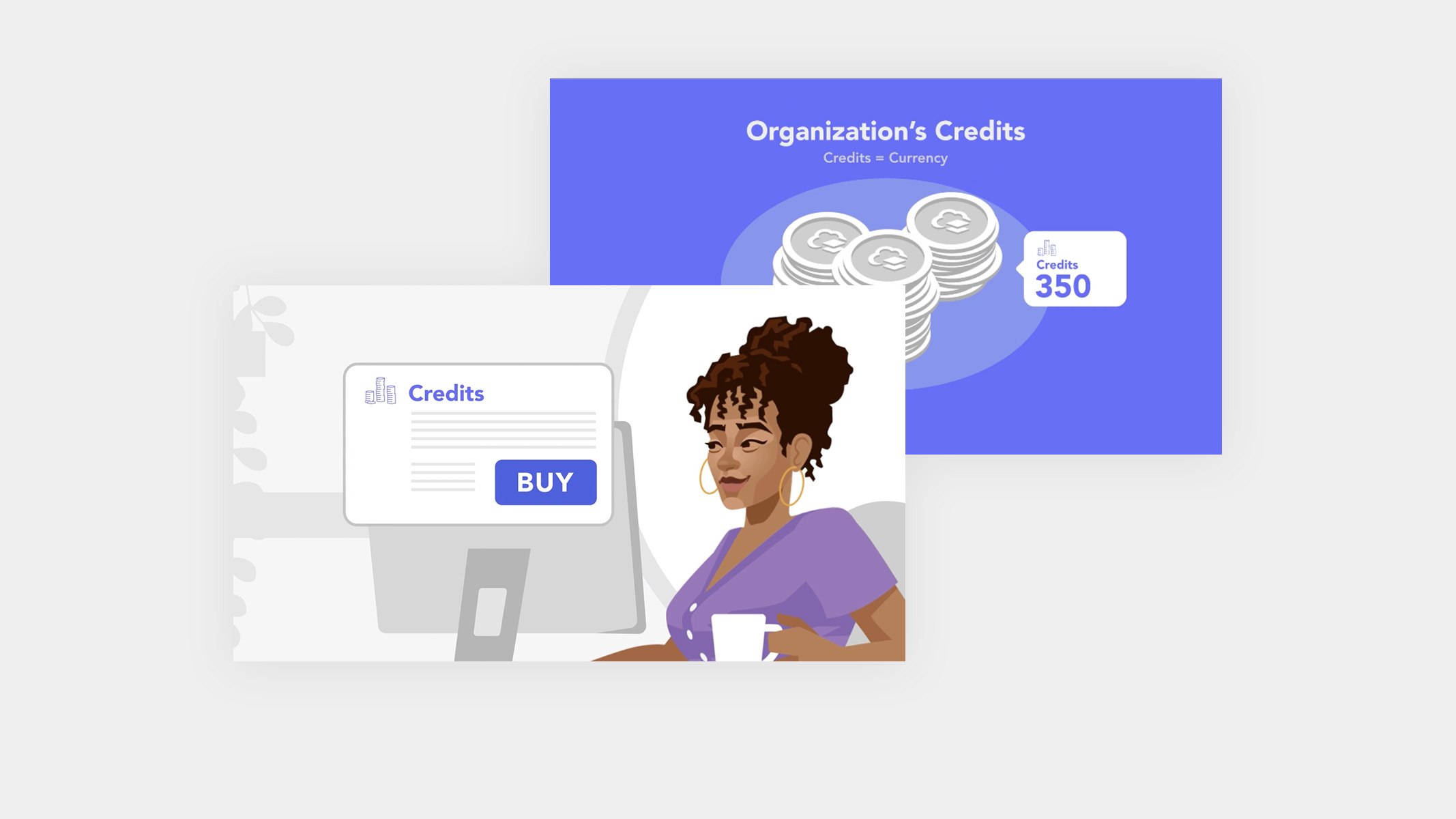 Eine Abbildung einer Person, die ArcGIS Online-Credits kauft