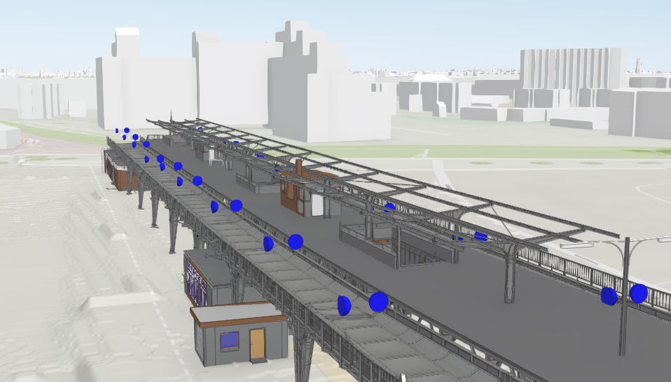 Digitale Planung einer Station entlang der Strecke Digitale Planung zeigt eine Bahnhofstation entlang der Strecke der revitalisierten Siemensbahn
