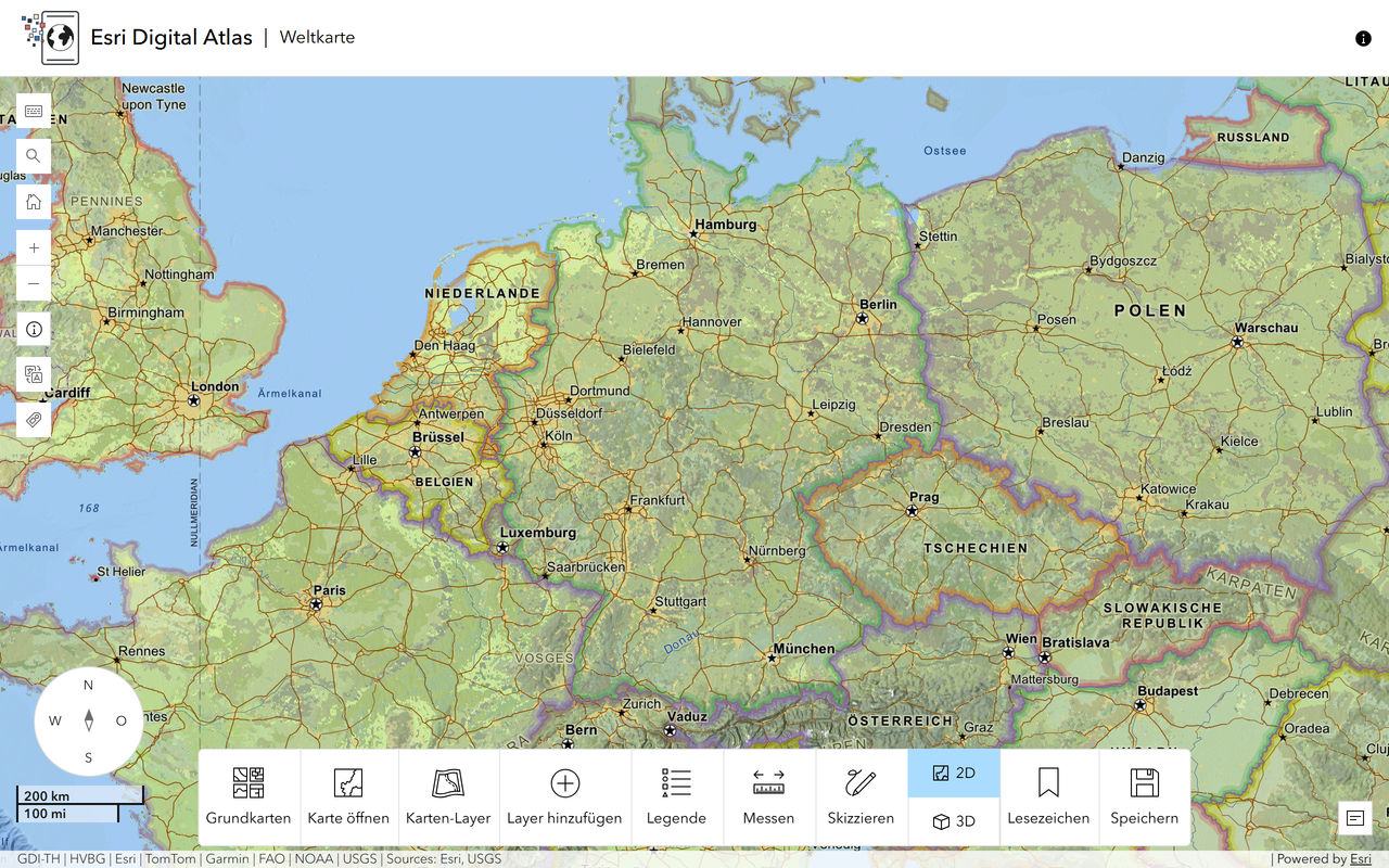 Weltkarte im Esri Digital Atlas